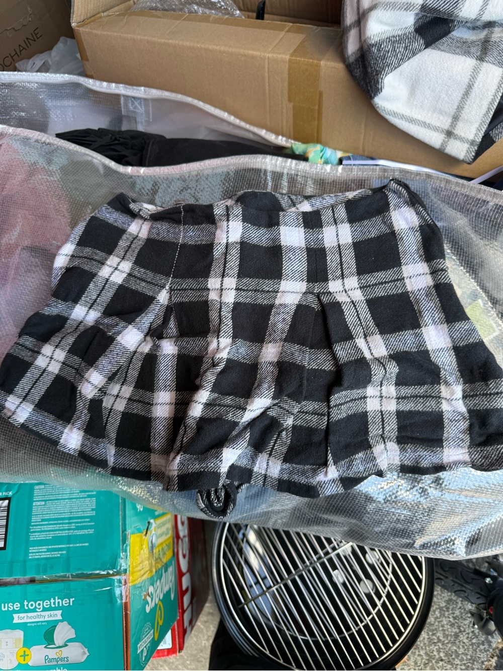 Forever 21 Black and White Plaid Pleated Skort